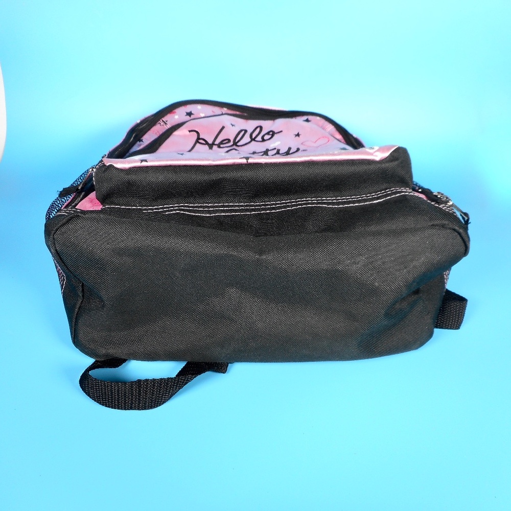 Hello Kitty Sanrio Light Pink Black Backpack Hearts Stars School Embroidered - Picture 13 of 14
